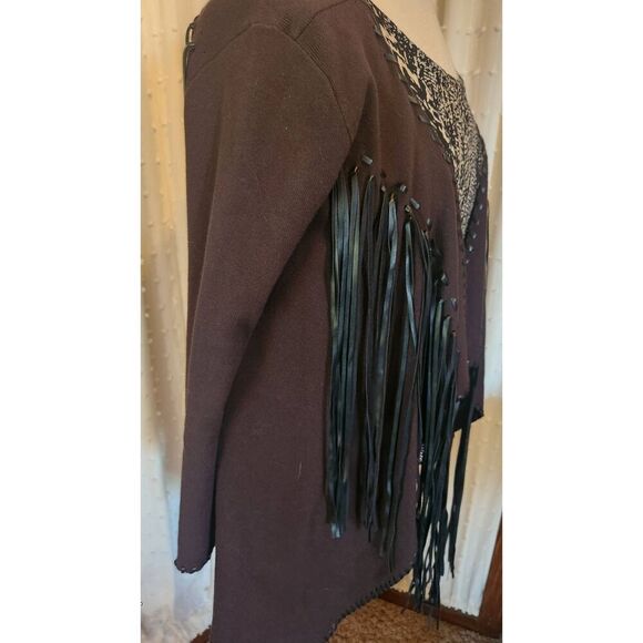 J45  Ariat Western sweater cardigan with fringe - Picture 8 of 14